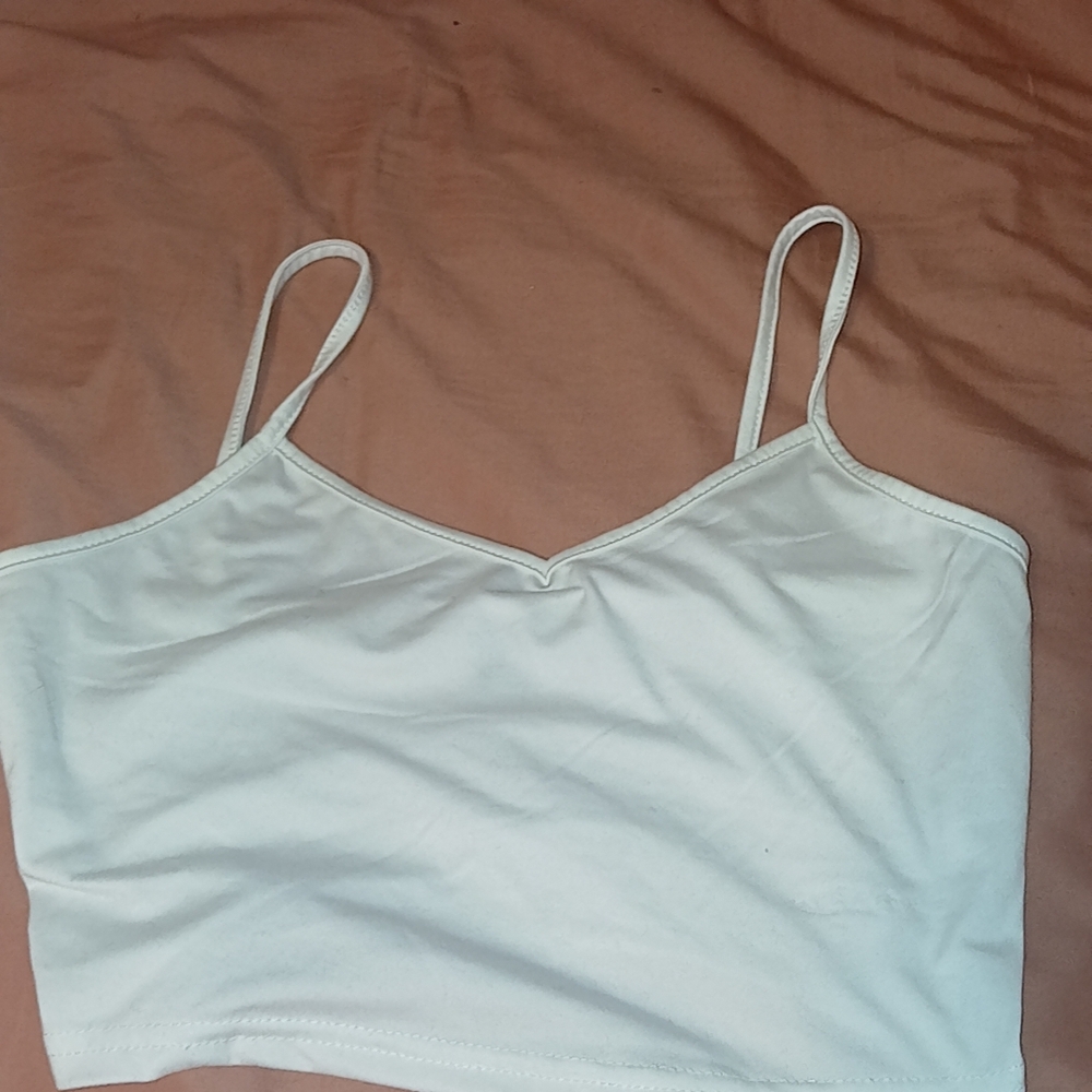 White Cropped Tank Top